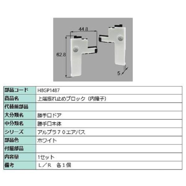 上端振れ止めブロック(内障子) / 1個入り 部品色：ホワイト H8GP1487 交換用 部品 新日...