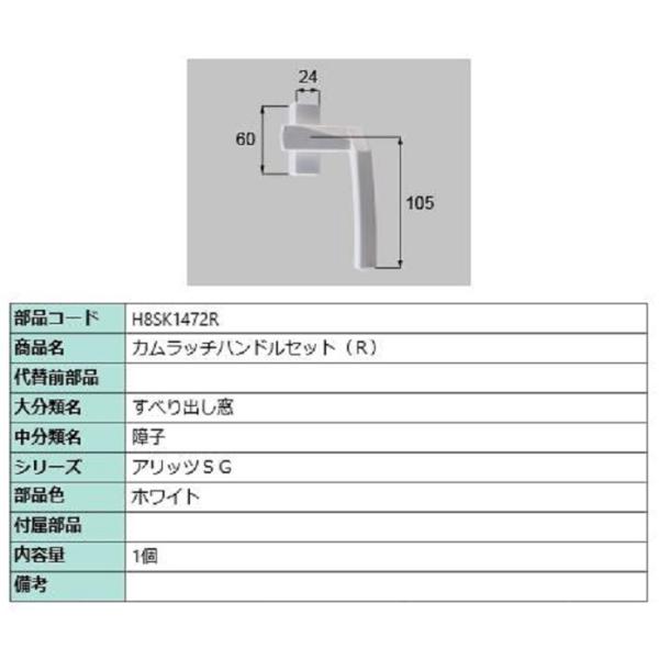 カムラッチハンドルセット / R 部品色：ホワイト H8SK1472R 交換用 部品 新日軽 LIX...