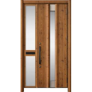 リシェント玄関ドア3 アルミ仕様 / 手動 片袖-中桟付きポスト付き_ランマなし C11N型(木目調...