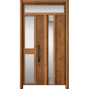 リシェント玄関ドア3 アルミ仕様 / 手動 片袖-中桟付きポストなし_ランマ付き C11N型(木目調...