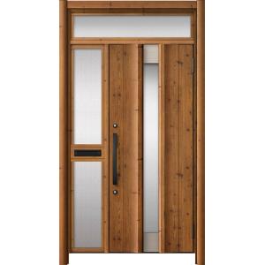 リシェント玄関ドア3 アルミ仕様 / 手動 片袖-中桟付きポスト付き_ランマ付き C11N型(木目調...