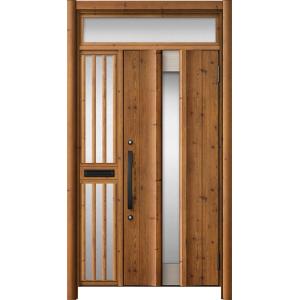 リシェント玄関ドア3 アルミ仕様 / 手動 片袖飾り-中桟付きポスト付き_ランマ付き C11N型(木...