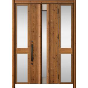 リシェント玄関ドア3 アルミ仕様 / 手動 両袖-中桟付きポストなし_ランマなし C11N型(木目調...