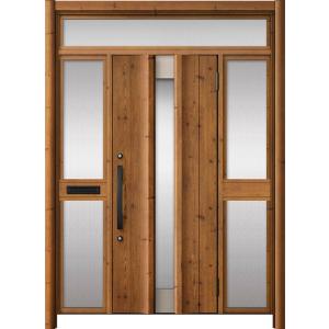 リシェント玄関ドア3 アルミ仕様 / 手動 両袖-中桟付きポスト付き_ランマ付き C11N型(木目調...
