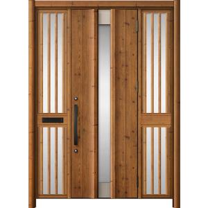 リシェント玄関ドア3 アルミ仕様 / 手動 両袖飾り-中桟付きポスト付き_ランマなし C11N型(木...