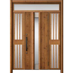リシェント玄関ドア3 アルミ仕様 / 手動 両袖飾り-中桟付きポストなし_ランマ付き C11N型(木...