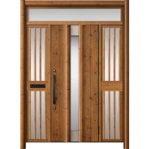 リシェント玄関ドア3 アルミ仕様 / 手動 両袖飾り-中桟付きポスト付き_ランマ付き C11N型(木...