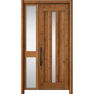 リシェント玄関ドア3 アルミ仕様 / 手動 片袖-中桟付きポストなし_ランマなし C12N型(木目調...