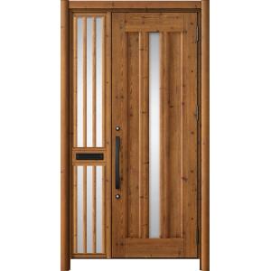 リシェント玄関ドア3 アルミ仕様 / 手動 片袖飾り-中桟付きポスト付き_ランマなし C12N型(木...