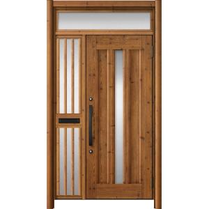 リシェント玄関ドア3 アルミ仕様 / 手動 片袖飾り-中桟付きポスト付き_ランマ付き C12N型(木...