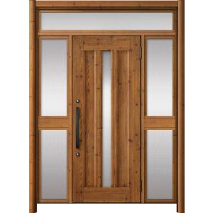 リシェント玄関ドア3 アルミ仕様 / 手動 両袖-中桟付きポストなし_ランマ付き C12N型(木目調...