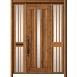 リシェント玄関ドア3 アルミ仕様 / 手動 両袖飾り-中桟付きポスト付き_ランマなし C12N型(木...