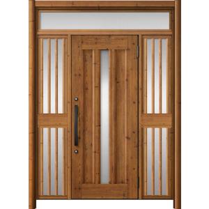 リシェント玄関ドア3 アルミ仕様 / 手動 両袖飾り-中桟付きポストなし_ランマ付き C12N型(木...