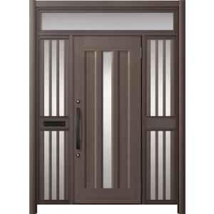 リシェント玄関ドア3 アルミ仕様 / 手動 両袖飾り-中桟付きポスト付き_ランマ付き C12N型(ア...