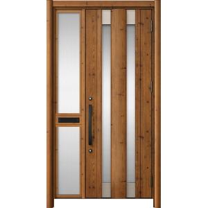 リシェント玄関ドア3 アルミ仕様 / 手動 片袖-中桟付きポスト付き_ランマなし C14N型(木目調...