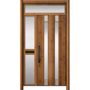 リシェント玄関ドア3 アルミ仕様 / 手動 片袖-中桟付きポスト付き_ランマ付き C14N型(木目調...