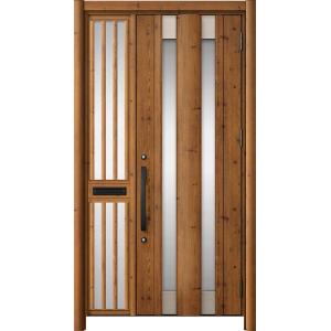 リシェント玄関ドア3 アルミ仕様 / 手動 片袖飾り-中桟付きポスト付き_ランマなし C14N型(木...