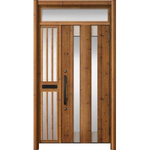 リシェント玄関ドア3 アルミ仕様 / 手動 片袖飾り-中桟付きポスト付き_ランマ付き C14N型(木...