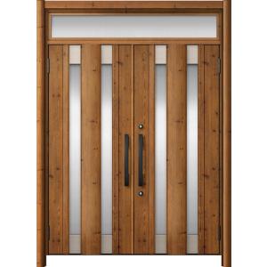 リシェント玄関ドア3 アルミ仕様 / 手動 両開き_ランマ付き C14N型(木目調) 特注 W：1,...