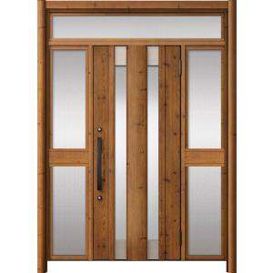 リシェント玄関ドア3 アルミ仕様 / 手動 両袖-中桟付きポストなし_ランマ付き C14N型(木目調...