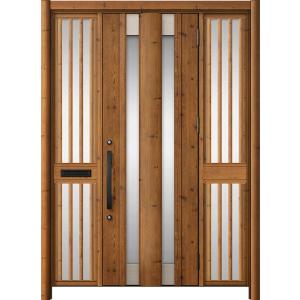 リシェント玄関ドア3 アルミ仕様 / 手動 両袖飾り-中桟付きポスト付き_ランマなし C14N型(木...