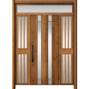リシェント玄関ドア3 アルミ仕様 / 手動 両袖飾り-中桟付きポストなし_ランマ付き C14N型(木...