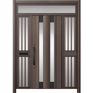 リシェント玄関ドア3 アルミ仕様 / 手動 両袖飾り-中桟付きポスト付き_ランマ付き C14N型(ア...