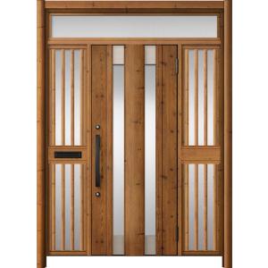 リシェント玄関ドア3 アルミ仕様 / 手動 両袖飾り-中桟付きポスト付き_ランマ付き C14N型(木...