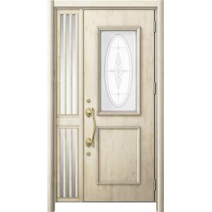 リシェント 玄関ドア3 断熱仕様 / 非防火 K2 C15型 木目調  片袖飾り 中桟付ポスト無し ...