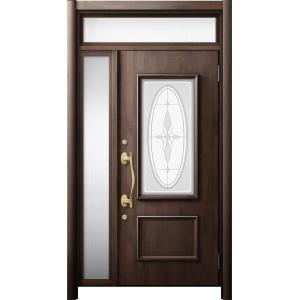 リシェント 玄関ドア3 断熱仕様 / 非防火 K2 C15型 木目調  片袖ランマ付 特注サイズ  ...