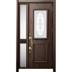 リシェント 玄関ドア3 断熱仕様 / 非防火 K4 C15型 木目調  片袖 中桟付ポスト付 特注サ...