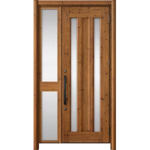 リシェント玄関ドア3 アルミ仕様 / 手動 片袖-中桟付きポストなし_ランマなし C16N型(木目調...