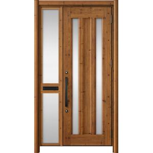 リシェント玄関ドア3 アルミ仕様 / 手動 片袖-中桟付きポスト付き_ランマなし C16N型(木目調...