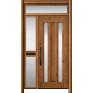 リシェント玄関ドア3 アルミ仕様 / 手動 片袖-中桟付きポスト付き_ランマ付き C16N型(木目調...