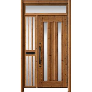 リシェント玄関ドア3 アルミ仕様 / 手動 片袖飾り-中桟付きポスト付き_ランマ付き C16N型(木...