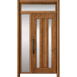 リシェント玄関ドア3 アルミ仕様 / 手動 片袖_ランマ付き C16N型(木目調) 特注 W：879...