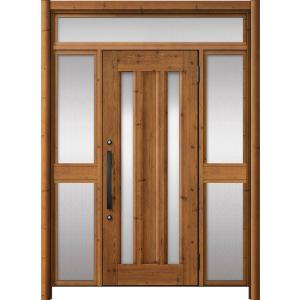 リシェント玄関ドア3 アルミ仕様 / 手動 両袖-中桟付きポストなし_ランマ付き C16N型(木目調...