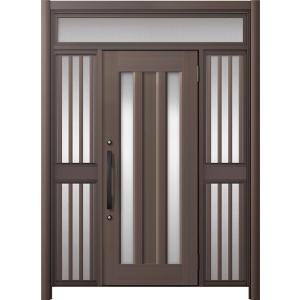 リシェント玄関ドア3 アルミ仕様 / 手動 両袖飾り-中桟付きポストなし_ランマ付き C16N型(ア...