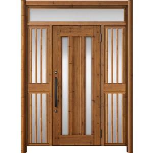 リシェント玄関ドア3 アルミ仕様 / 手動 両袖飾り-中桟付きポストなし_ランマ付き C16N型(木...