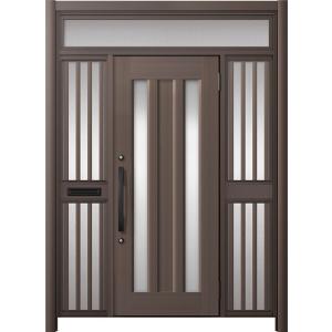 リシェント玄関ドア3 アルミ仕様 / 手動 両袖飾り-中桟付きポスト付き_ランマ付き C16N型(ア...