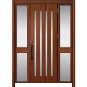 リシェント玄関ドア3 アルミ仕様 / 手動 両袖-中桟付きポストなし_ランマなし C17N型(木目調...