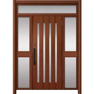 リシェント玄関ドア3 アルミ仕様 / 手動 両袖-中桟付きポストなし_ランマ付き C17N型(木目調...