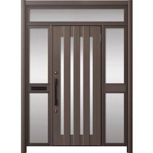 リシェント玄関ドア3 アルミ仕様 / 手動 両袖-中桟付きポスト付き_ランマ付き C17N型(アルミ...