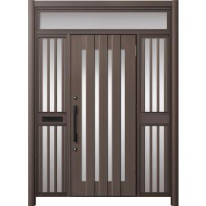 リシェント玄関ドア3 アルミ仕様 / 手動 両袖飾り-中桟付きポスト付き_ランマ付き C17N型(ア...