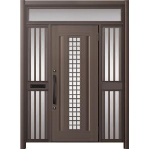 リシェント玄関ドア3 アルミ仕様 / 手動 両袖飾り-中桟付きポスト付き_ランマ付き C20N型(ア...