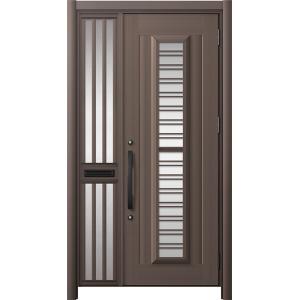 リシェント玄関ドア3 アルミ仕様 / 手動 片袖飾り-中桟付きポスト付き_ランマなし C83N型(ア...