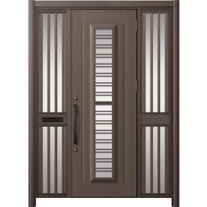 リシェント玄関ドア3 アルミ仕様 / 手動 両袖飾り-中桟付きポスト付き_ランマなし C83N型(ア...