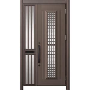 リシェント玄関ドア3 アルミ仕様 / 手動 片袖飾り-中桟付きポスト付き_ランマなし C84N型(ア...