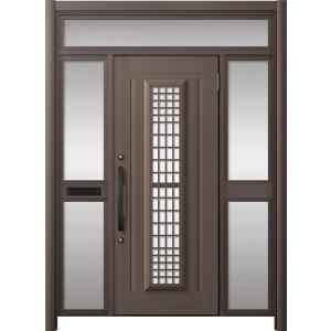リシェント玄関ドア3 アルミ仕様 / 手動 両袖-中桟付きポスト付き_ランマ付き C84N型(アルミ...