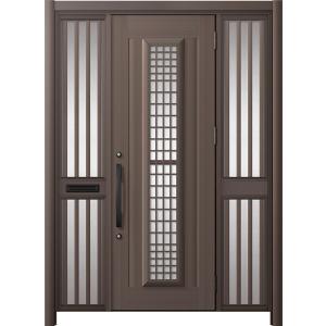 リシェント玄関ドア3 アルミ仕様 / 手動 両袖飾り-中桟付きポスト付き_ランマなし C84N型(ア...